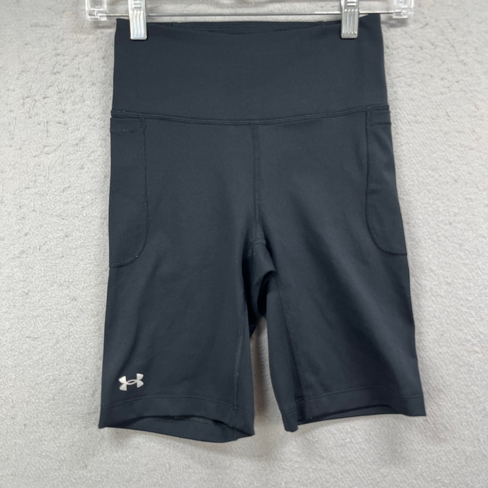 Under Armour Bike Shorts Womens XS Black High Rise Fitted Pockets Athletic‎ Gym